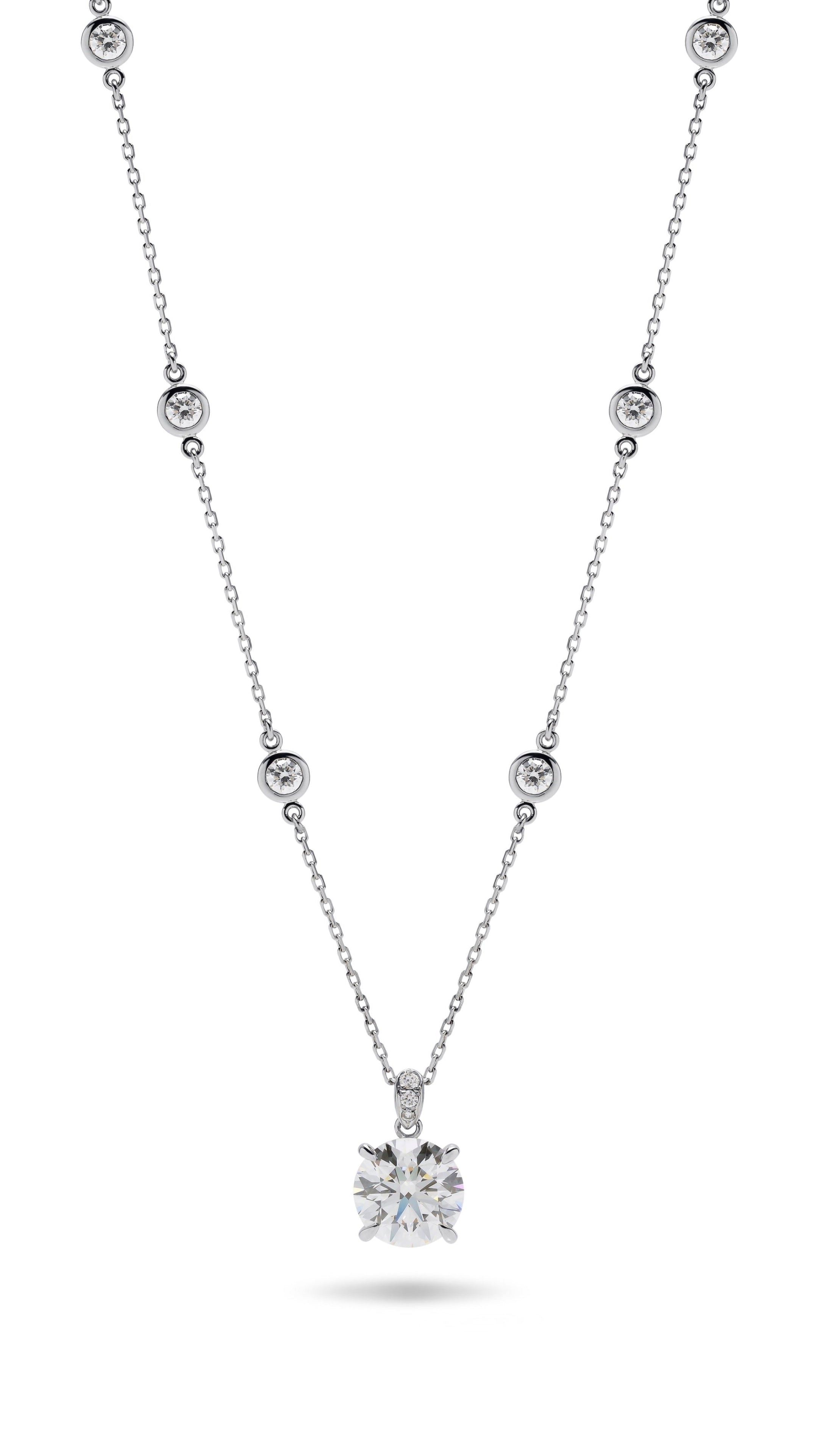 3.0カラット ダイヤモンド ステーション ネックレス