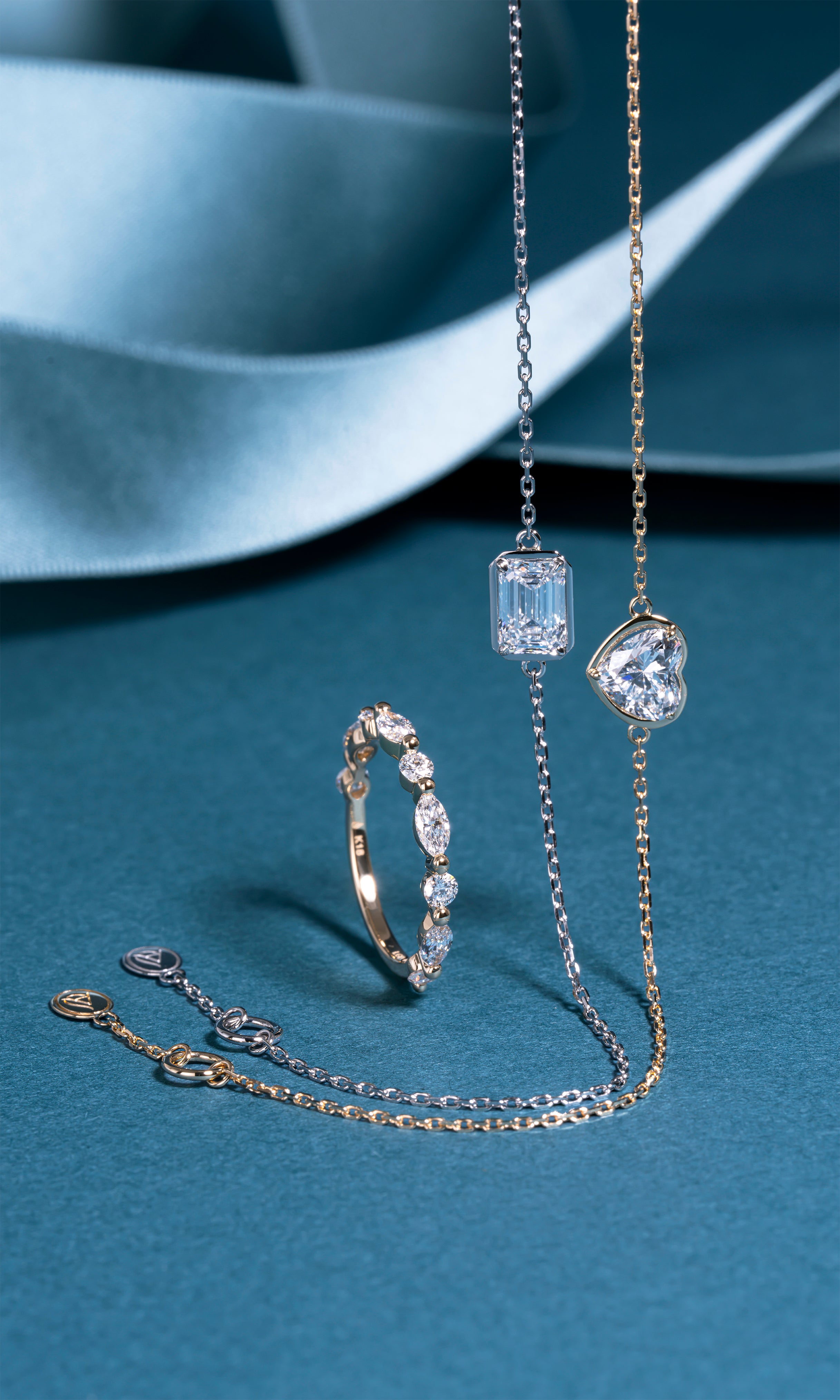 0.7ct ダイヤモンド ハーフエタニティリング /マーキスカット&ラウンド